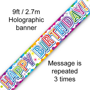 Banner Colourful Confetti Birthday Metallic (9ft)