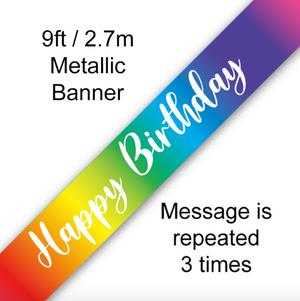 Rainbow Script Birthday Banner (9FT)