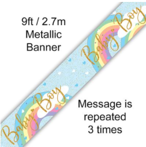 Pastel Rainbow Boy Holographic Banner - 2.7m (9FT)