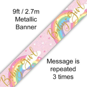 Pastel Rainbow Girl Holographic Banner - 2.7m (9ft)