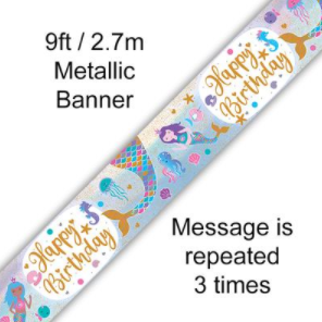 Shimmering Mermaid Birthday Iridescent Banner - 2.7m (9ft )