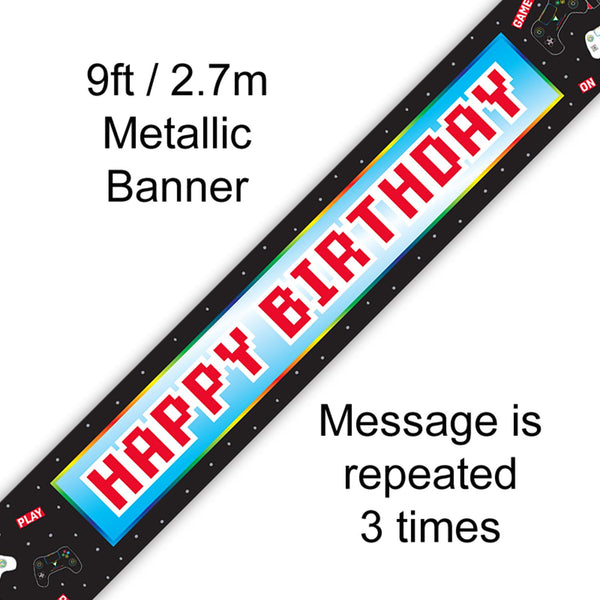 Controller Happy Birthday Holographic Banner  - (9ft)