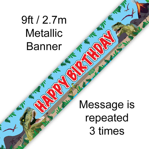 Jurassic Dinosaur Happy Birthday Banner - (9ft)