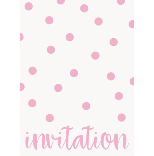 Pastel Pink Dots Invitations  (8 Pack)