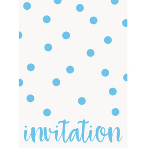 Pastel Blue Dots Invitations  (8 Pack)