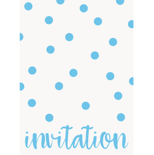 Pastel Blue Dots Invitations  (8 Pack)