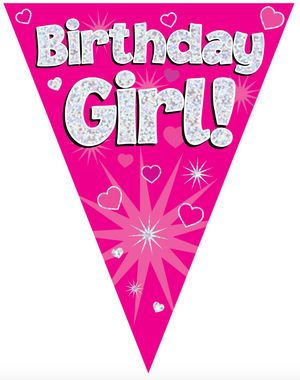 Party Bunting Birthday Girl Pink 11 flags (3.9m)