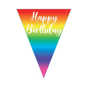 Party Bunting Rainbow Script Birthday 11 flags (3.9m)