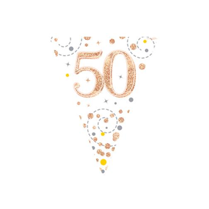 Party Bunting Sparkling Fizz 50 White & Rose Gold Holographic 11 flags (3.9m)