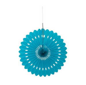 Caribbean Teal Solid 16" Tissue Paper Fan
