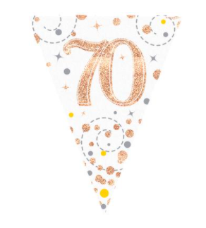 Party Bunting Sparkling Fizz 70 White & Rose Gold Holographic 11 flags (3.9m)