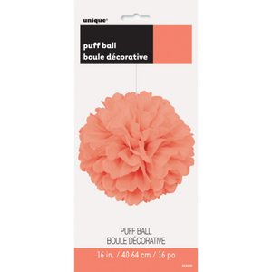 Coral Solid 16" Hanging Tissue Pom Pom