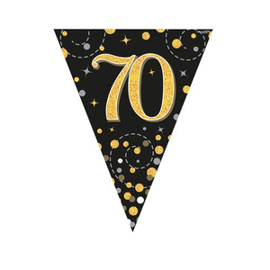 Party Bunting Sparkling Fizz 70 Black & Gold Holographic 11 flags (3.9m)