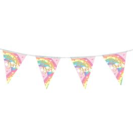 Party Bunting Pastel Rainbow Girl Holographic - 11 flags (3.9m)