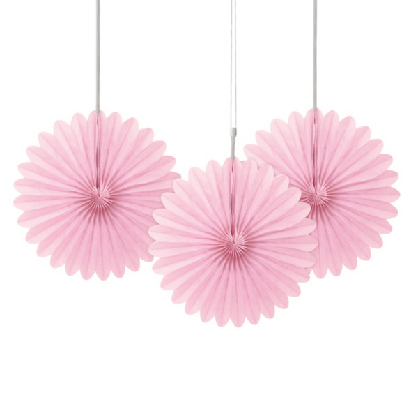 Lovely Pink Solid 6" Tissue Paper Fans (3 pack)