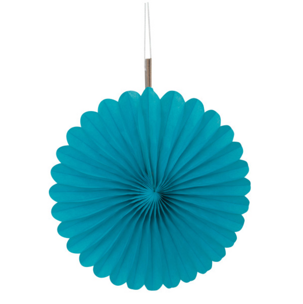 Caribbean Teal Solid 6" Tissue Paper Fans (3 pack)