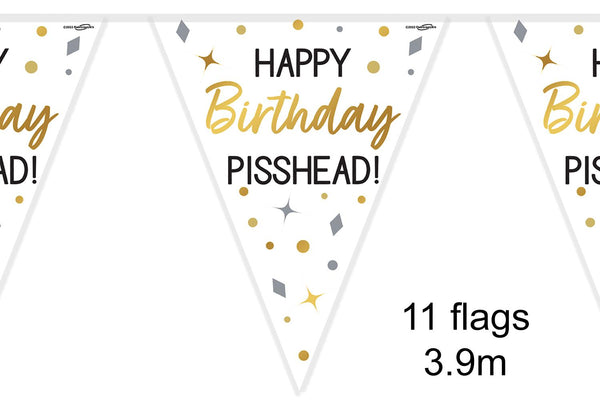 Party Bunting Happy Birthday Pisshead 11 flags - (3.9m)