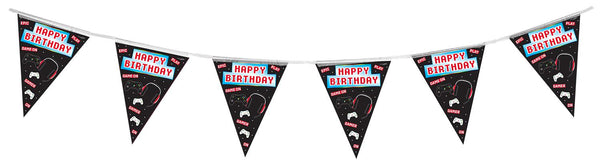 Party Bunting Controller Happy Birthday 11 flags Holographic - (3.9m)