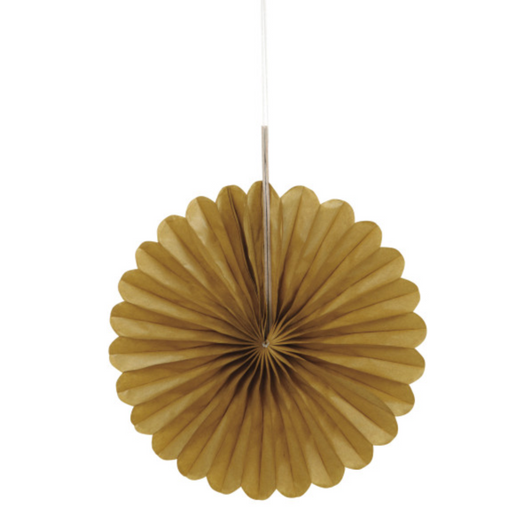 Gold Solid 6" Tissue Paper Fans (3 pack)