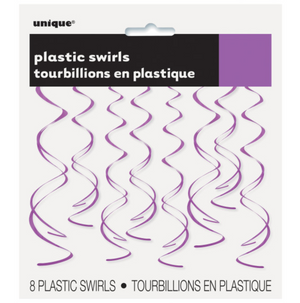 Pretty Purple Solid Hanging Swirl Decorations (8 Pack)