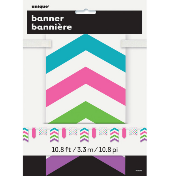 Bright Dots & Stripes Paper Pennant Banner (12 ft)