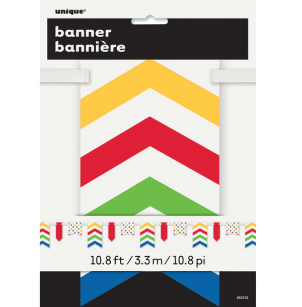 Bold Dots & Stripes Paper Pennant Banner (12 ft)