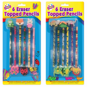 Novelty Eraser Top Pencils  (6 Pack)