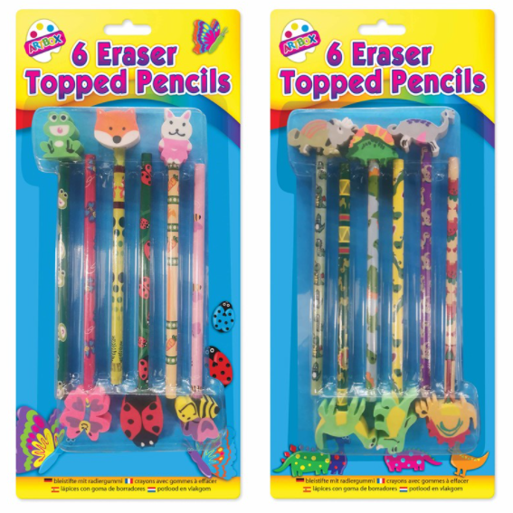 Novelty Eraser Top Pencils  (6 Pack)