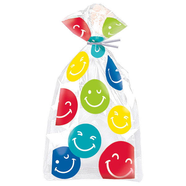 Colorful Happy Face Cellophane Bags (20 Pack)