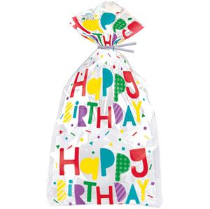 Colorful Happy Birthday Cellophane Bags (20 Pack)