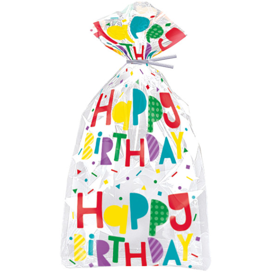 Colorful Happy Birthday Cellophane Bags (20 Pack)