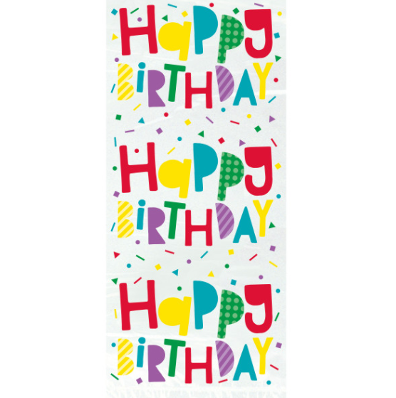 Colorful Happy Birthday Cellophane Bags (20 Pack)