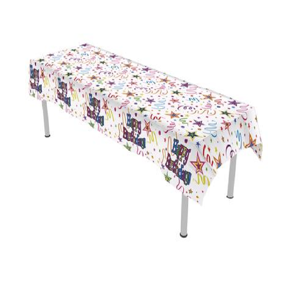 Ribbons and Stars Colourfast Plastic Table Cover (137cm x 2.6m)