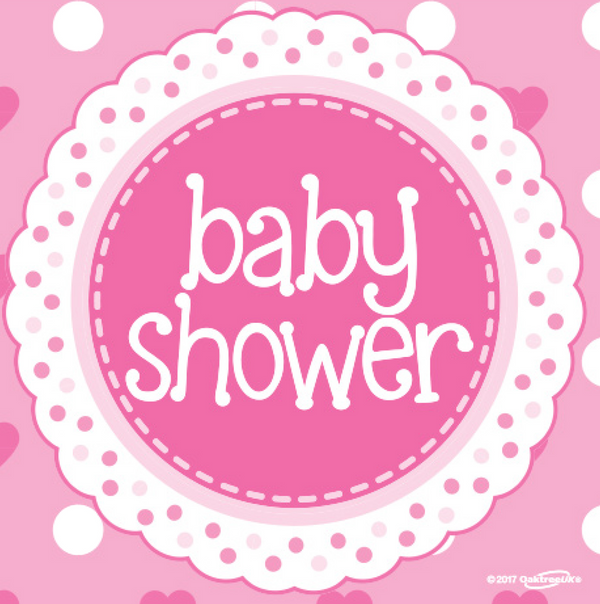 Baby Shower Pink 33cm x 33cm 3-ply Napkins (16 Pack)