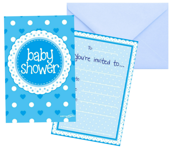 Baby Shower Blue Invites/envelopes  (8 Pack)