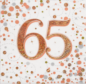Sparkling Fizz 65th Rose Gold 33cm x 33cm 3-ply Napkins (16 Pack)