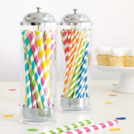 Neon Yellow Striped Paper Straws (40 Pack)