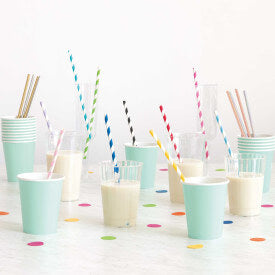 Neon Yellow Striped Paper Straws (40 Pack)