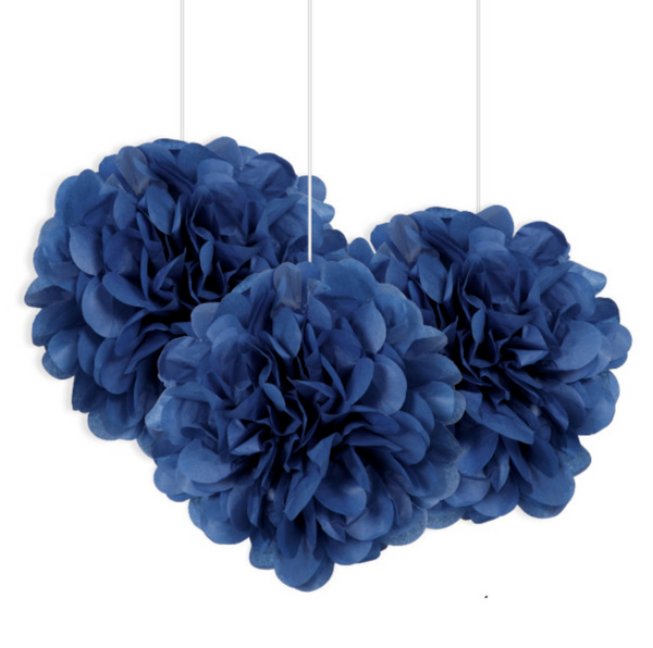 Royal Blue Mini Puff Tissue Decorations (3 Pack)