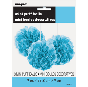 Powder Blue Mini Puff Tissue Decorations (3 Pack)