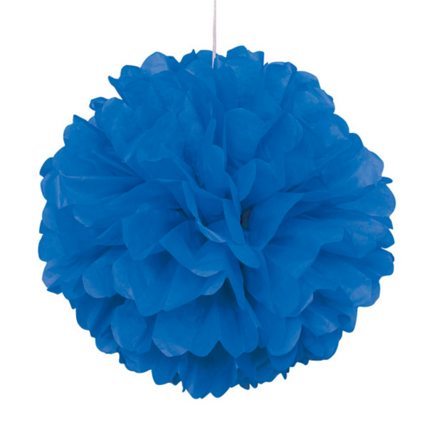 Royal Blue Solid 16" Hanging Tissue Pom Pom