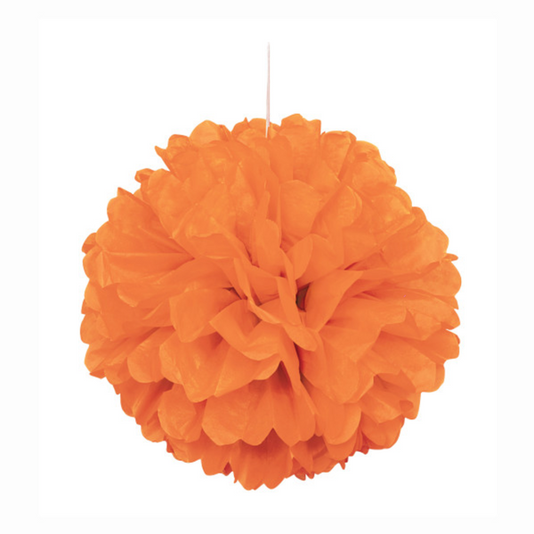 Orange Solid 16" Hanging Tissue Pom Pom