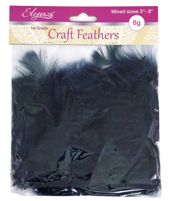 Eleganza Craft Marabout Feathers Mixed sizes 3-8inch Navy Blue No.19 ( 8g bag )