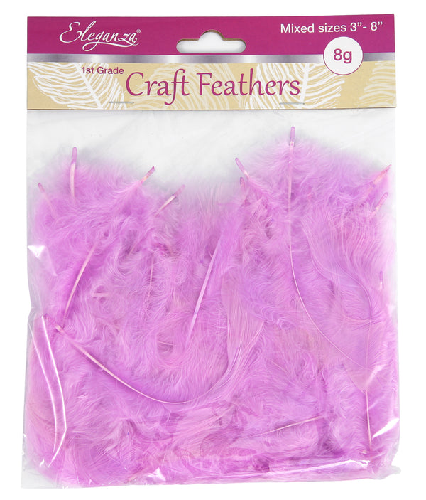 Craft Marabout Feathers Mixed sizes 3-8inch Pastel Lavender No.45 (8g bag)