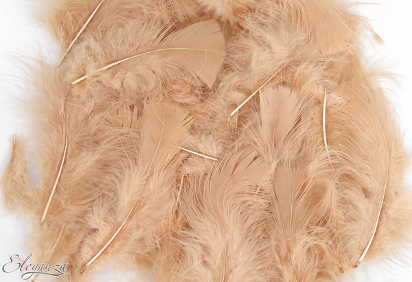 Eleganza Craft Marabout Feathers Mixed sizes 3-8inch Natural No.02 ( 8g bag)