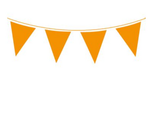 Giant Solid Colour Waterproof Bunting Orange 18 flags 30cm x 45cm (10m)