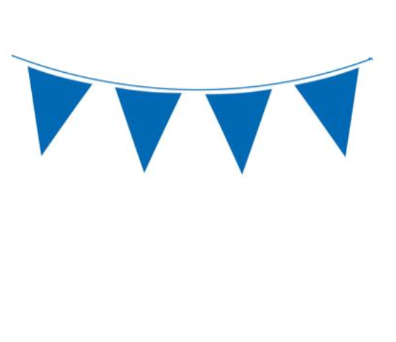 Giant Solid Colour Waterproof Bunting Blue 18 flags 30cm x 45cm (10m)
