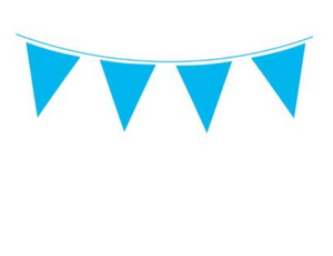 Giant Solid Colour Waterproof Bunting Lt. Blue 18 flags 30cm x 45cm (10m)