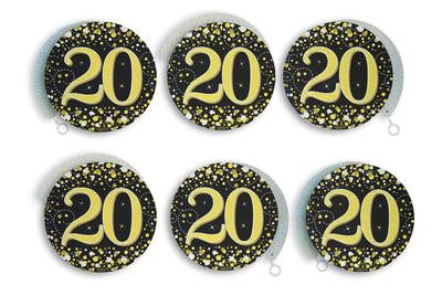 Sparkling Fizz Hanging Swirls 20th Black / Gold (6 Pack)