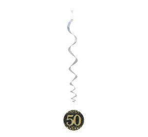 Sparkling Fizz Hanging Swirls 50th Black / Gold (6 Pack)